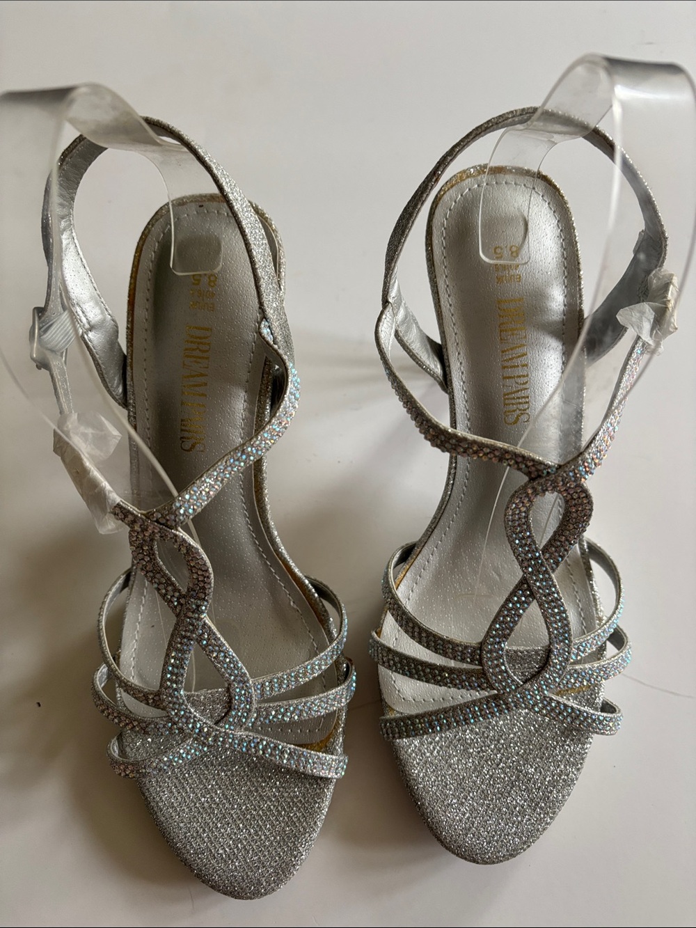 Dream Pairs Silver Sparkle Rhinestone Strappy Heels